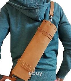 Vintage Tan Genuine Leather 10 Pockets Chef Knives Bag/Pouch / Case/Roll