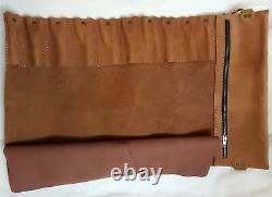 Vintage Tan Genuine Leather 10 Pockets Chef Knives Bag/Pouch / Case/Roll