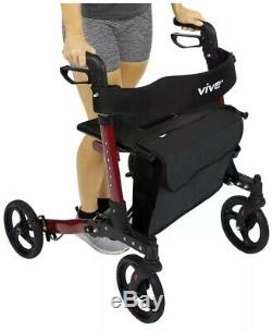 Vive Folding Rollator Walker 4 Wheel Medical Rolling Transport with Seat & Bag