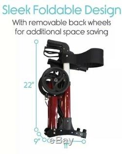 Vive Folding Rollator Walker 4 Wheel Medical Rolling Transport with Seat & Bag