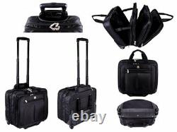 Wheeled Black Business Cabin Bag Pilot Rolling Briefcase Laptop Trolley 2 wheel
