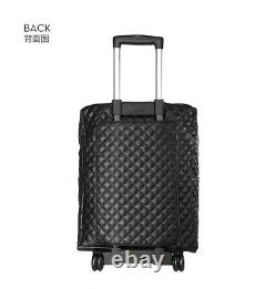 Women's NEW Luggage Suitcases Spinner 20 Black Leather Rolls SOFT CARRY ON Bags